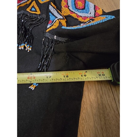 Stone River Western Wear Medium Beaded Fringe Black Snap Front Jacket - Picture 9 of 12